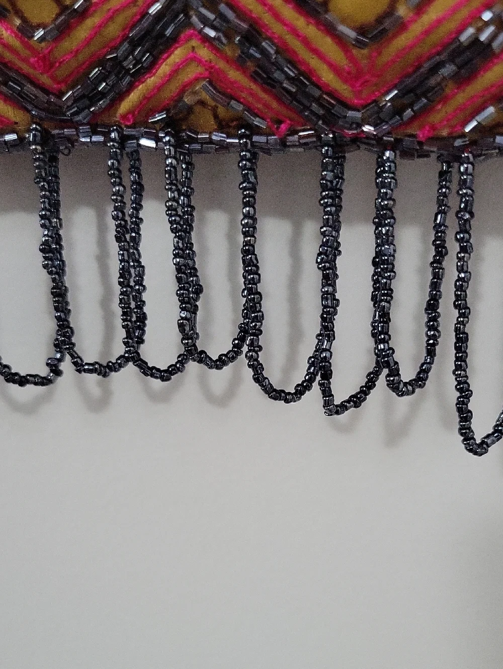 Embroidered Gold Boho Shoulder Bag with Beaded Fringe